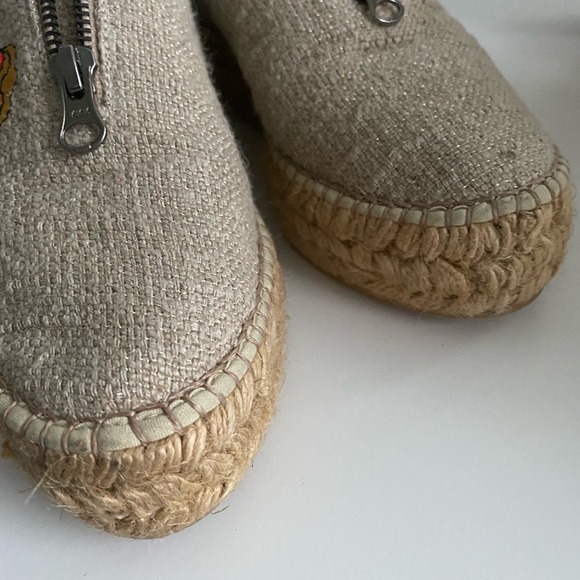 Eric Michael Womens Serena Embroidered Espadrilles Tan Canvas Floral Platform - Picture 9 of 15